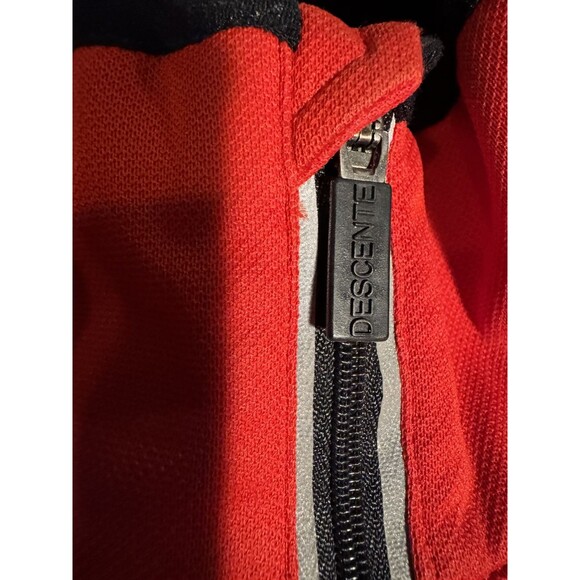 VINTAGE DESCENTE LONG SLEEVE CYCLING JACKET M RED Pockets Full Zip High Neck - Picture 11 of 12